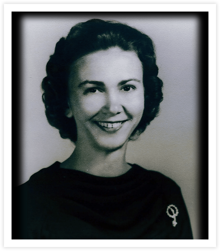 A black and white photo of an older woman.